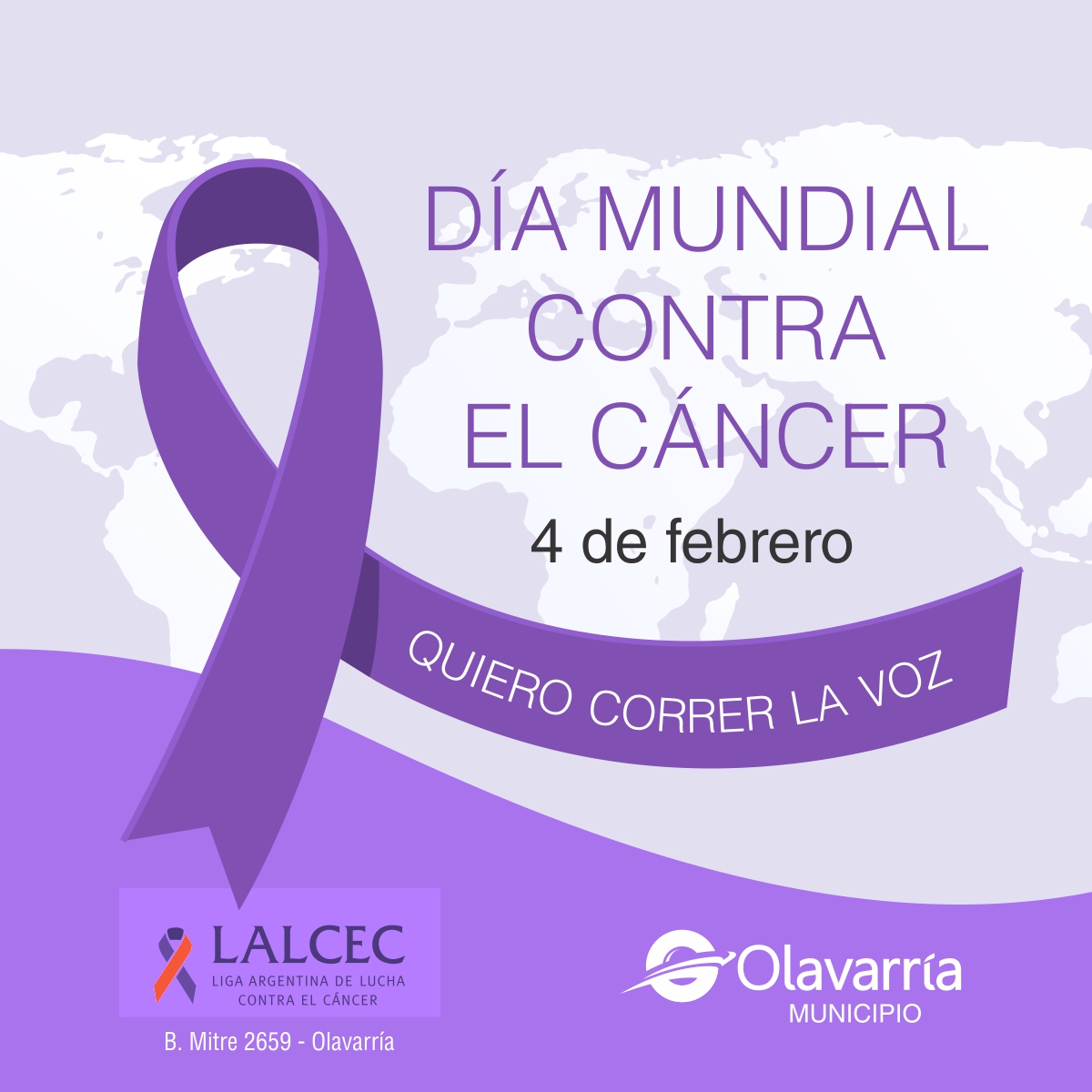 Día mundial contra el cáncer: “Quiero correr la voz” | Municipalidad del  Partido de Olavarría