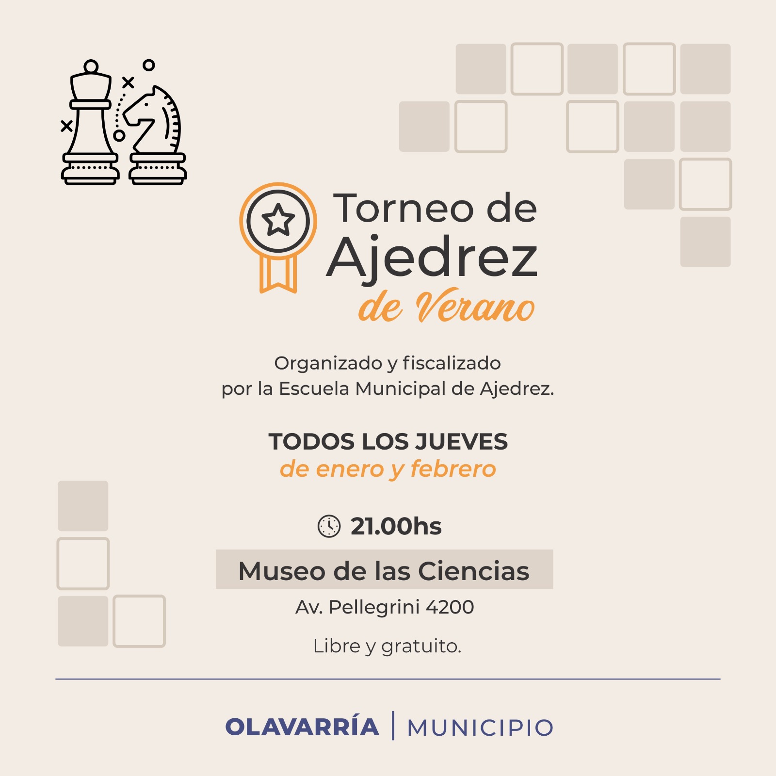 Torneo de Ajedrez de Verano | Municipalidad del Partido de Olavarría